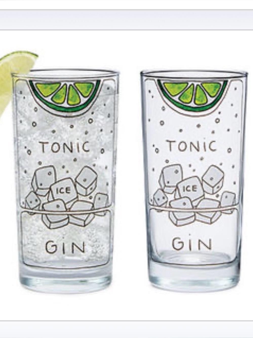 Uncommon Goods Gin and Tonic Diagram Glassware - White Box